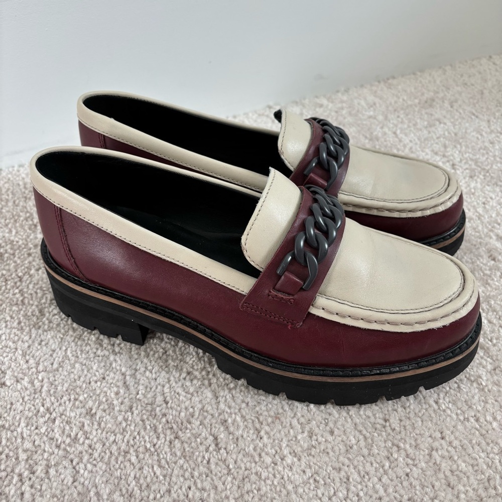 Clarks Red and Cream Loafers - Picture 3 of 10